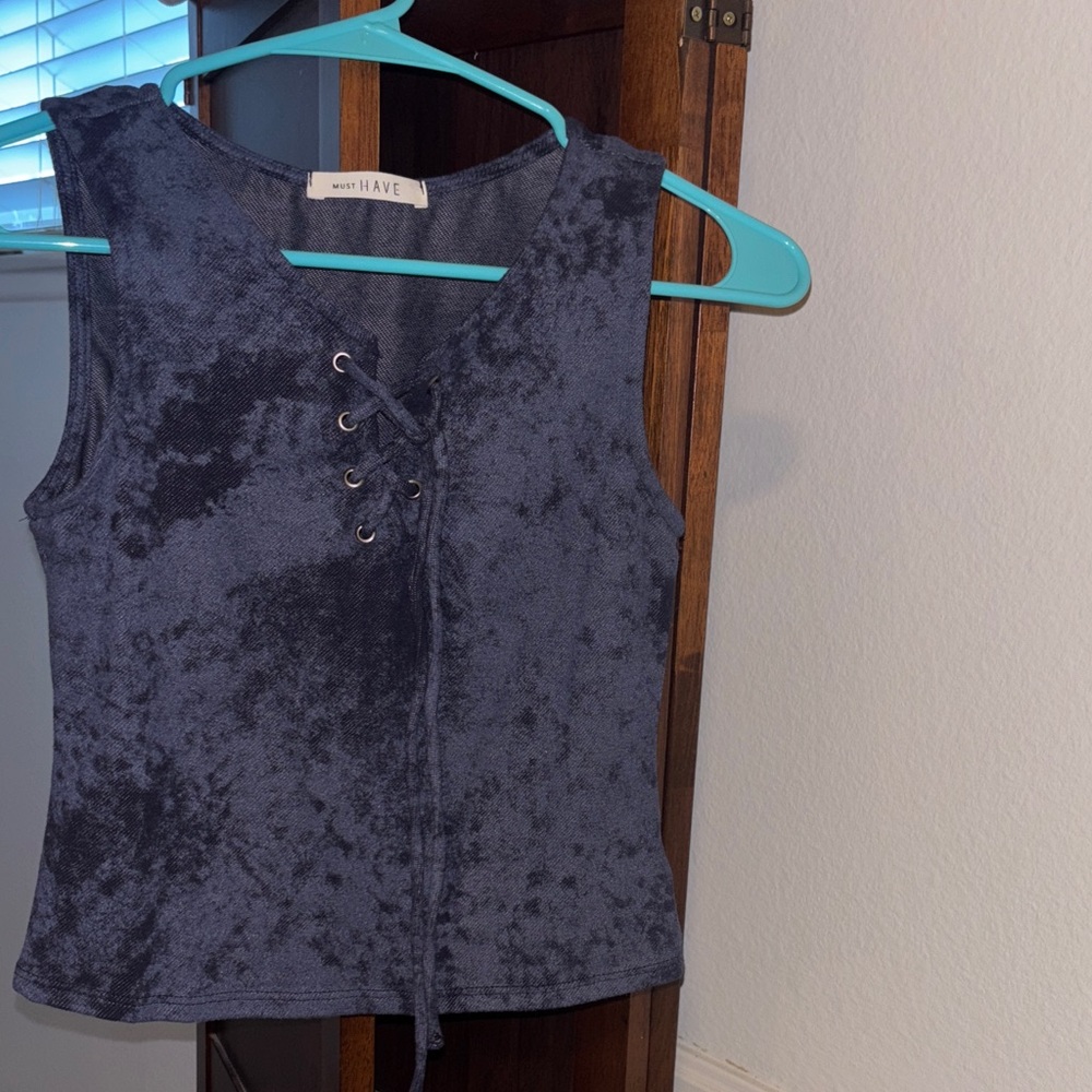 Must Have Charcoal Lace-Up Crop Top